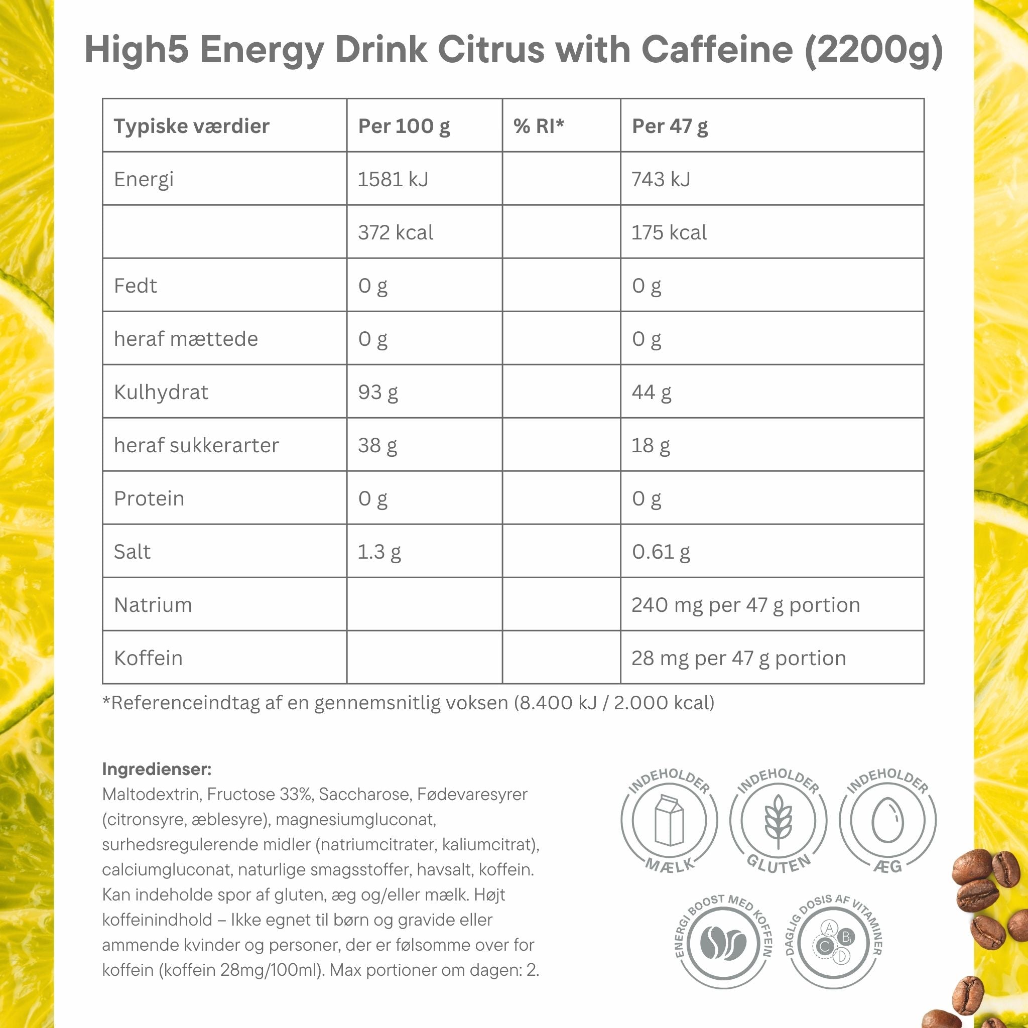 High5 Energidrik Citrus med koffein (2.2 kg)