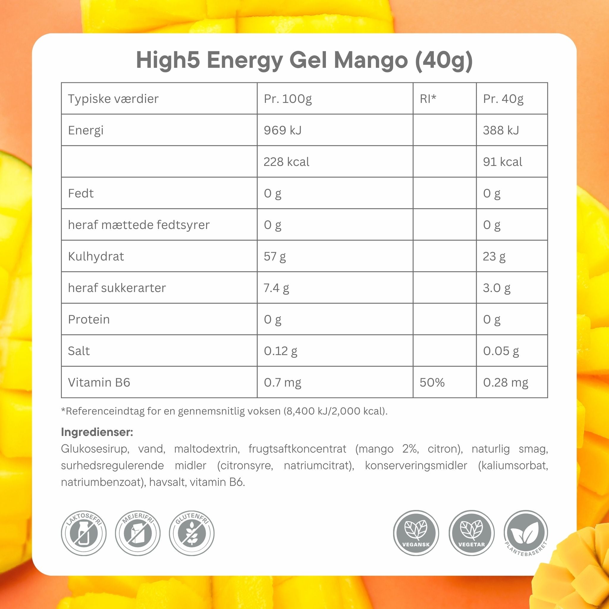 High5 Energigel Mango 40 g x 20 stk.