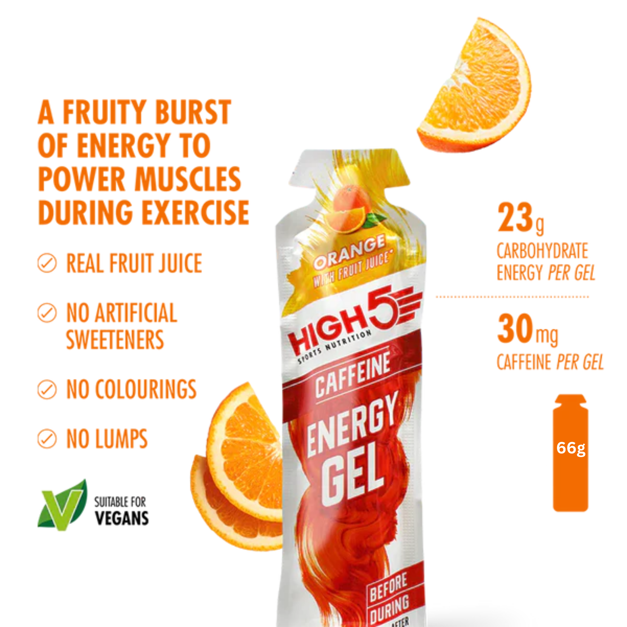 High5 Energigel Caffeine Orange 40 g x 20 stk.