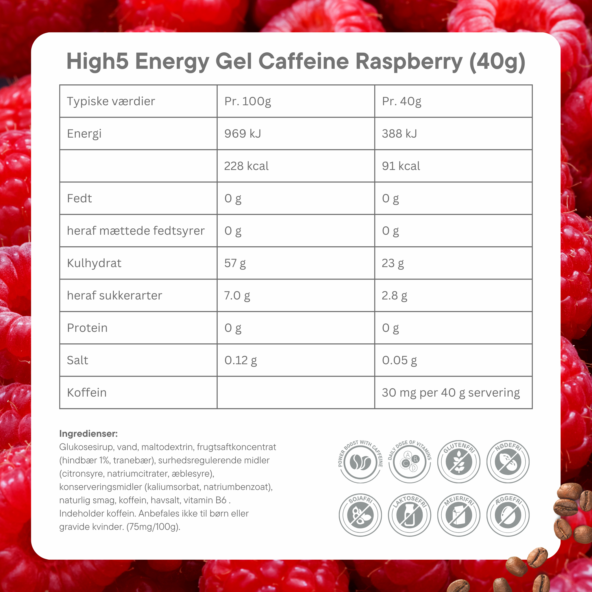 High5 Energi gel Caffeine Raspberry 40 g