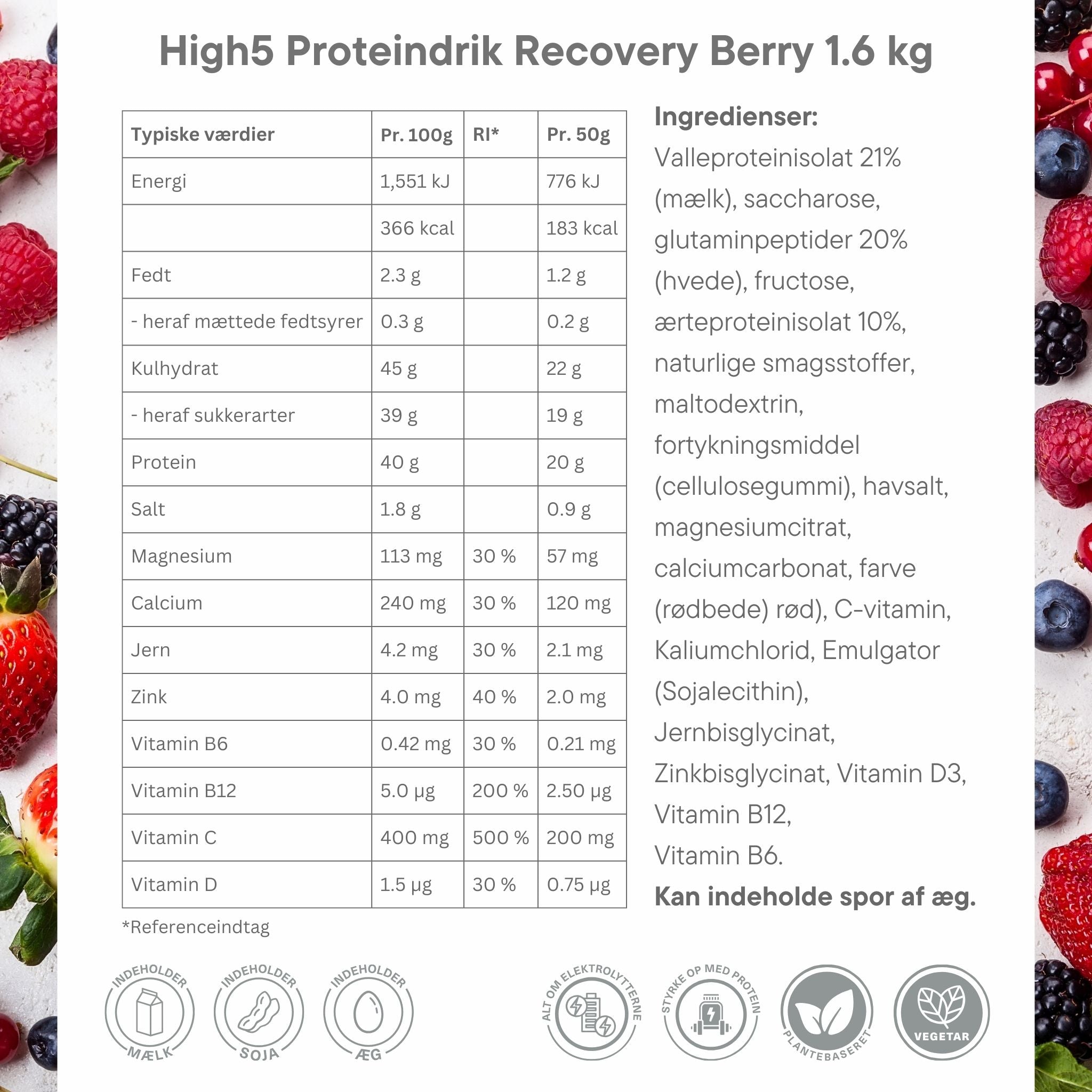High5 Proteindrik Recovery Berry 1.6 kg - DATOVARE