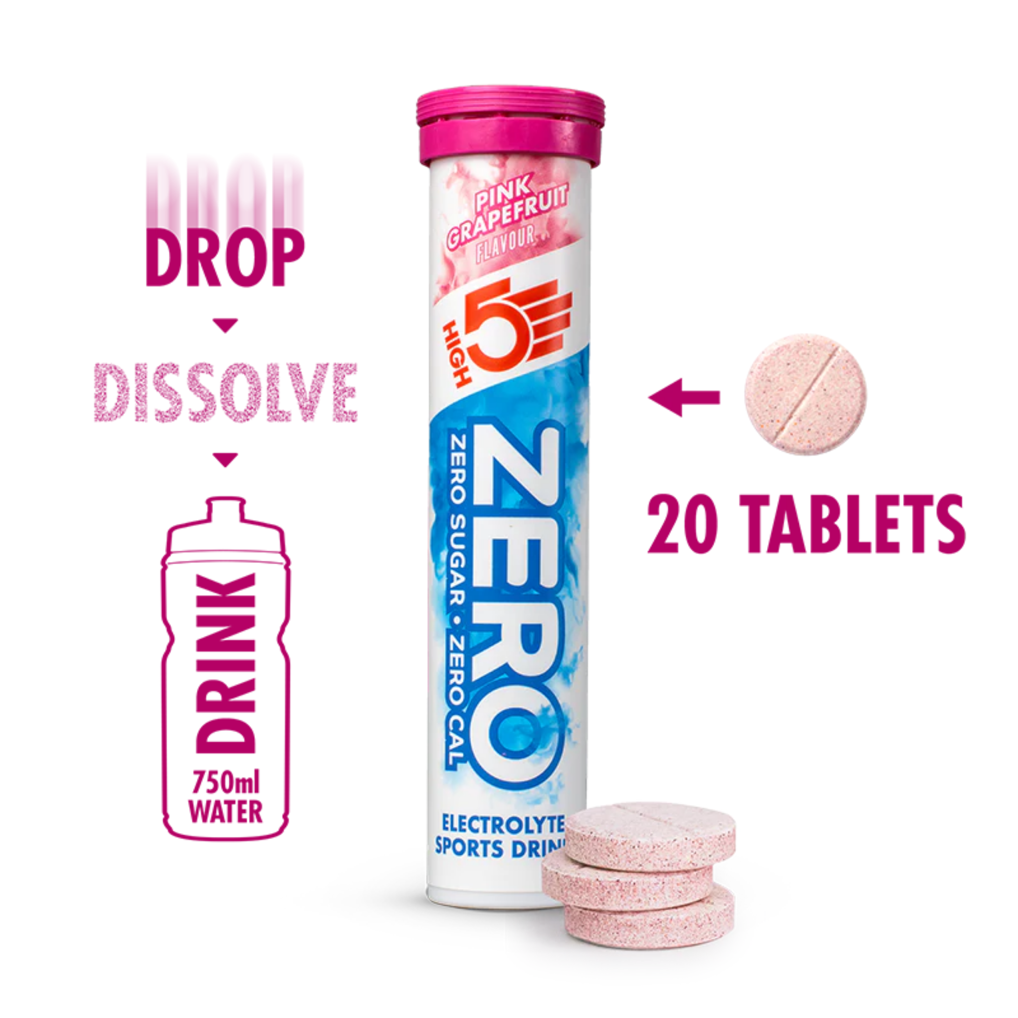 High5 Elektrolyttabs ZERO Pink Grapefruit (20 tabs)