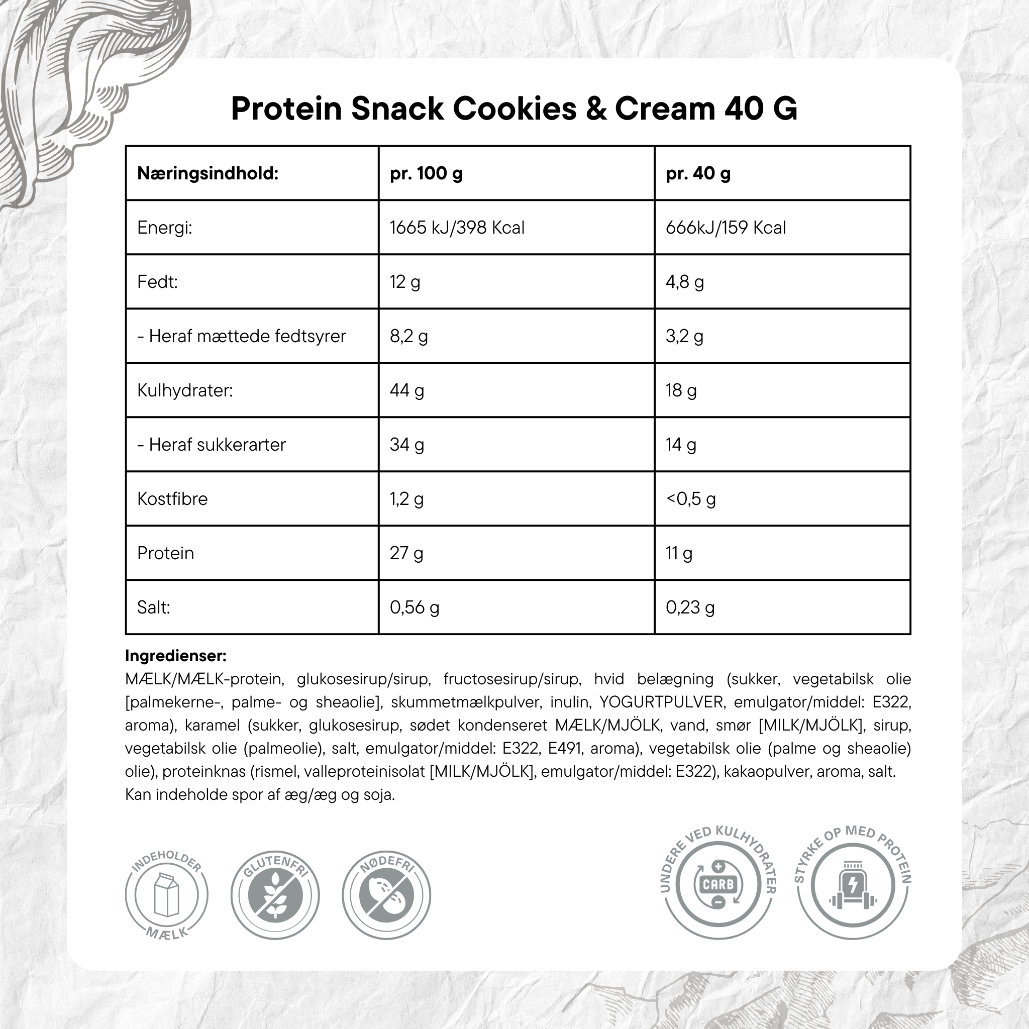 PurePower Proteinbar Cookies & Cream (40g)