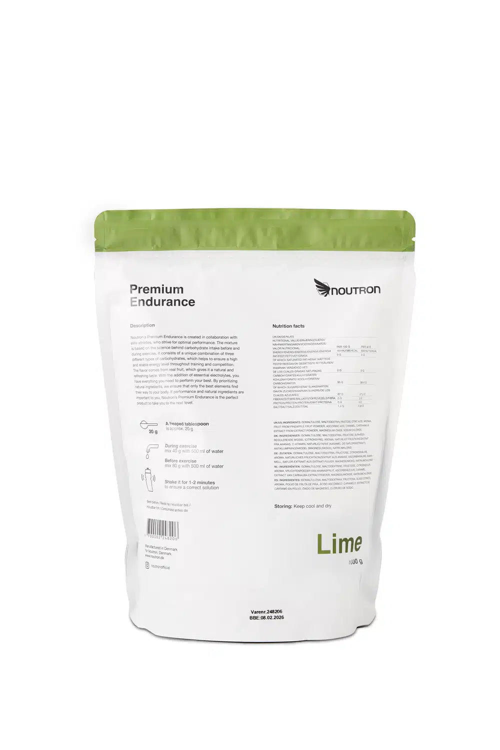Noutron Premium Endurance Energidrik Lime (1000g)