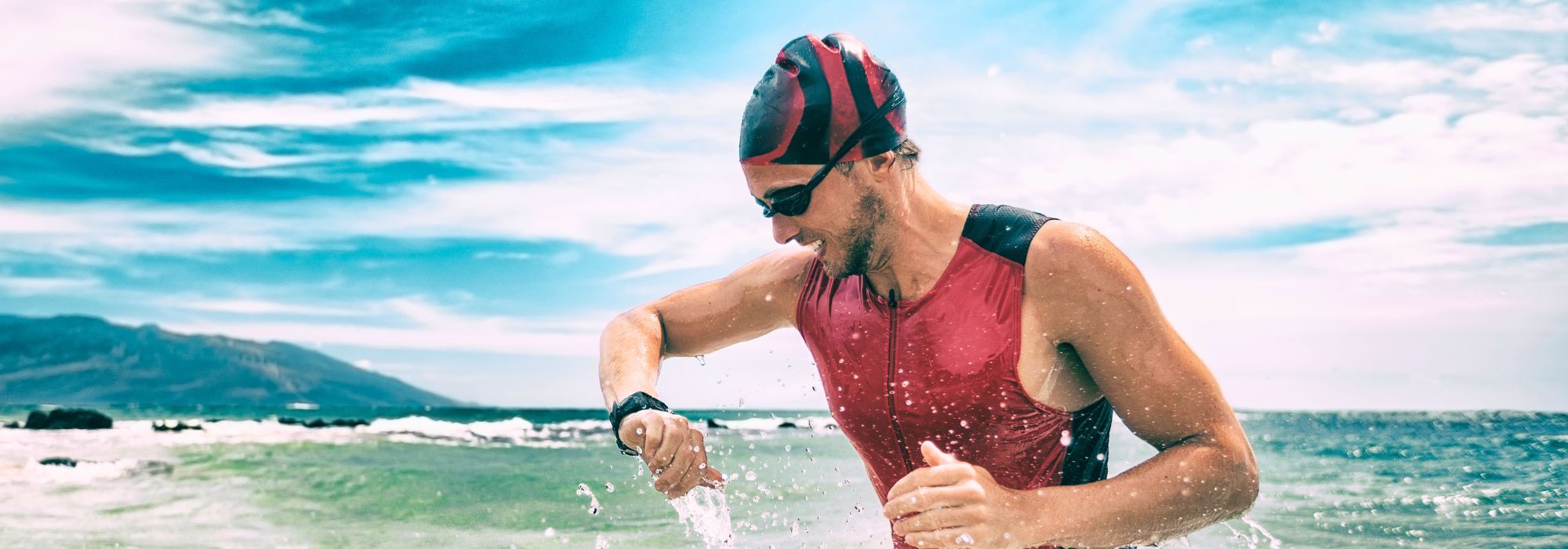 Man Triathlon Swimming Running Drink Chews Gel Protein Bar