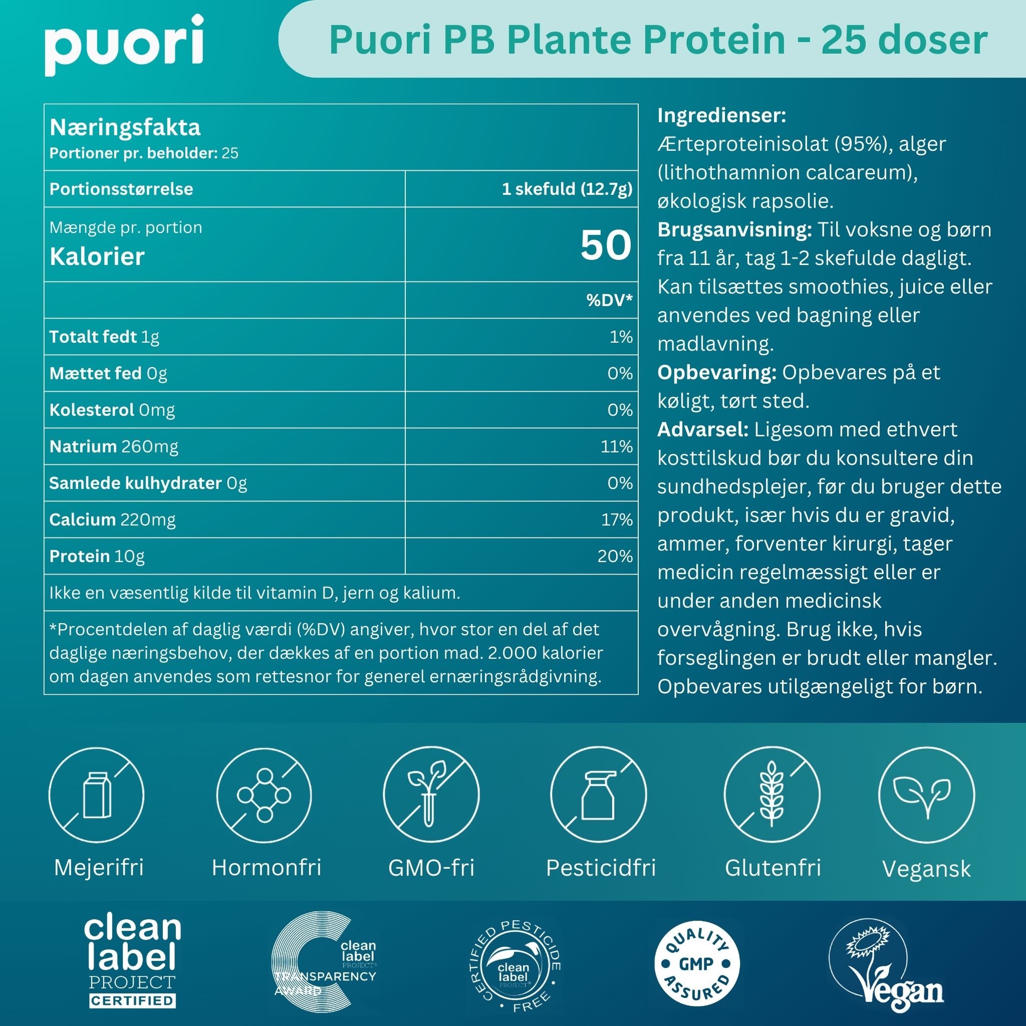 Puori Plant-Based Protein Drink PB Booster (25 Servings)