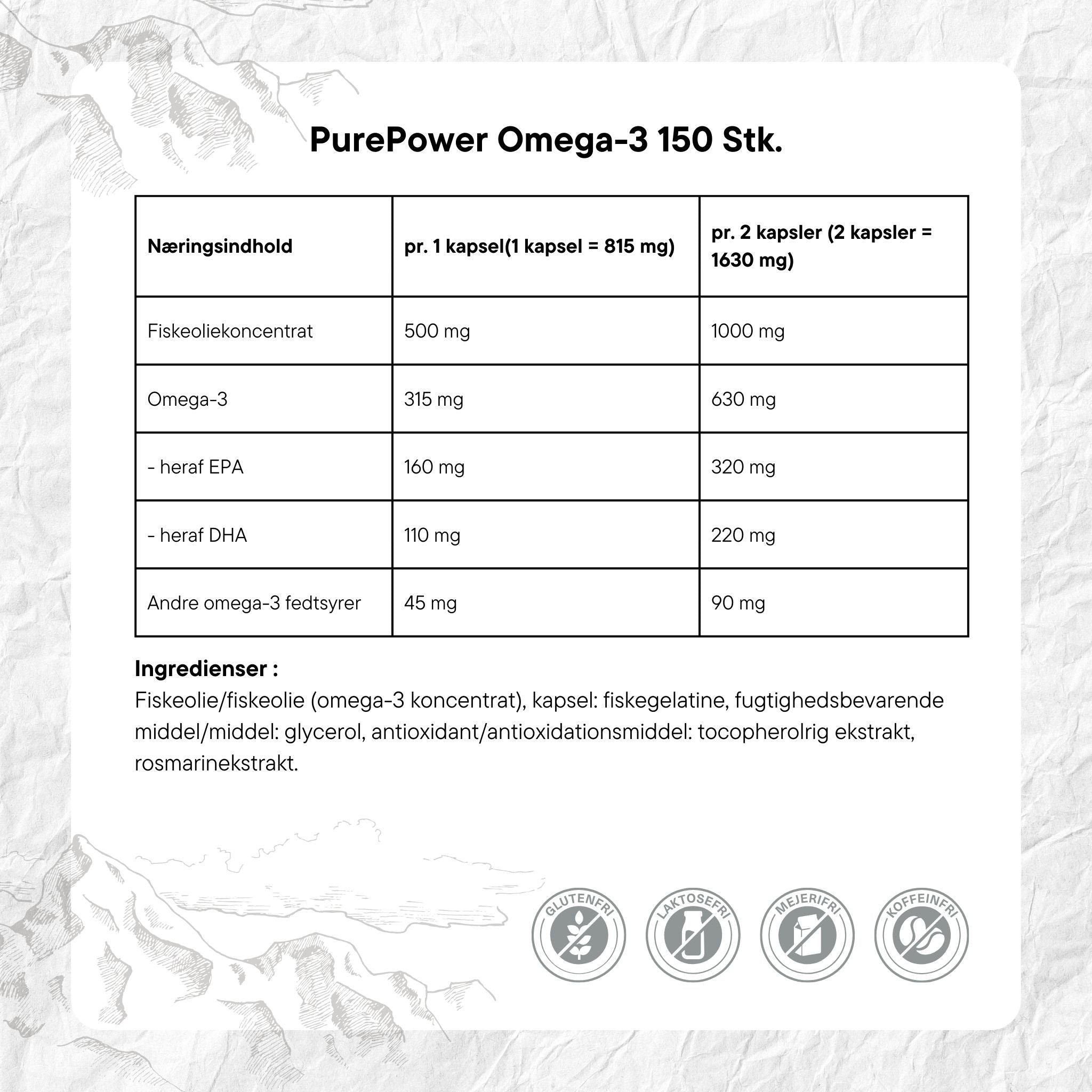 PurePower Omega-3 Fiskeolie (150 kapsler)