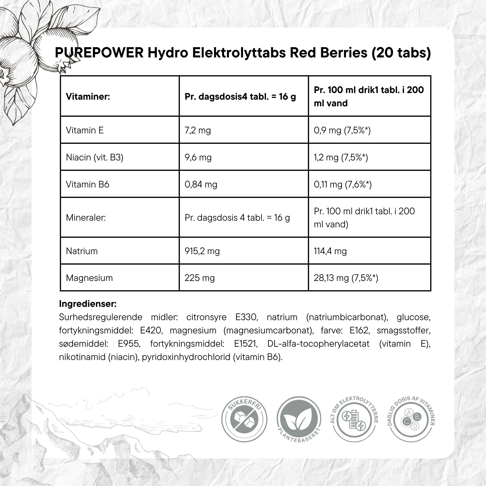PurePower Elektrolyttabs Red Berries (20 tabs)