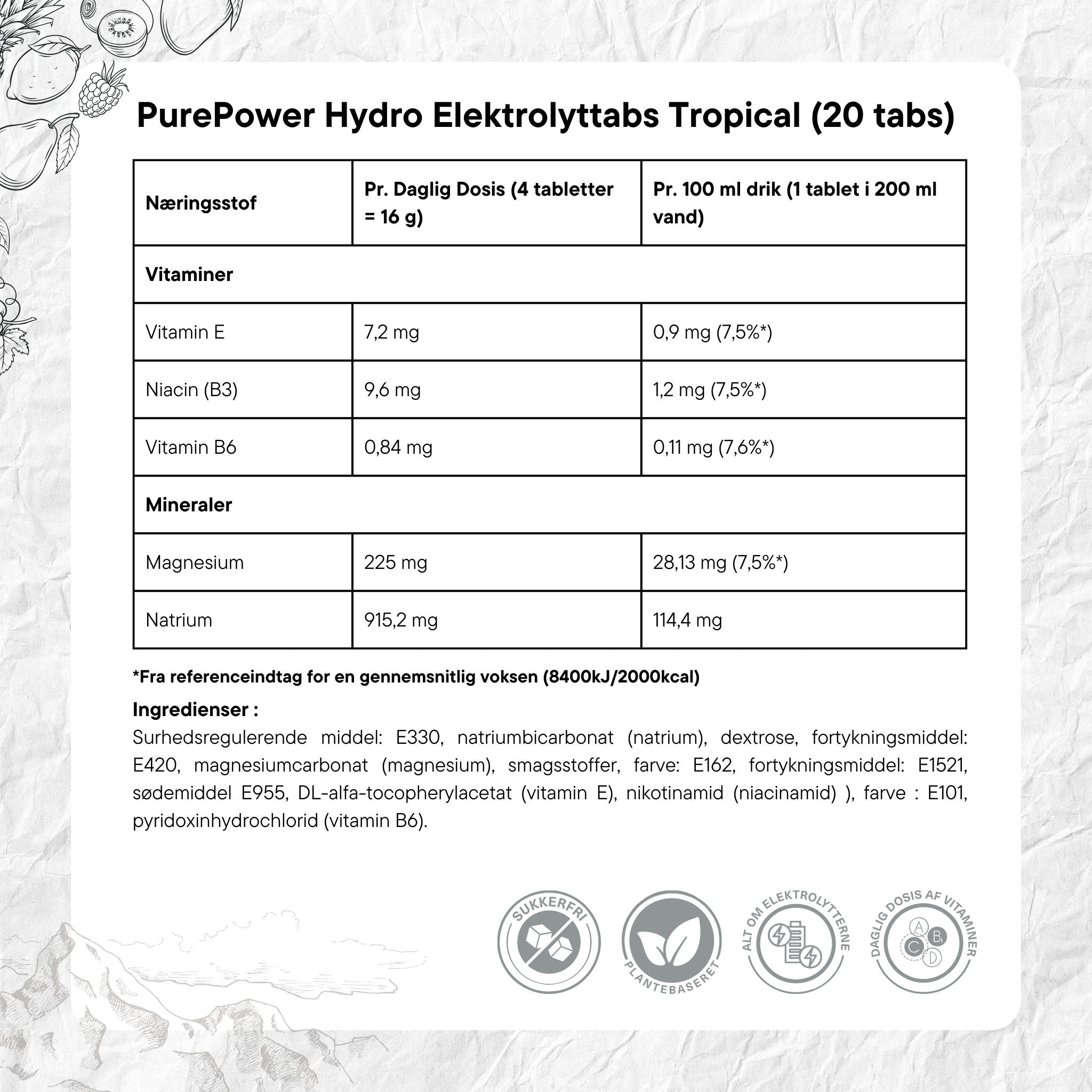 PurePower Elektrolyttabs Tropical (20 tabs) - DATOVARE