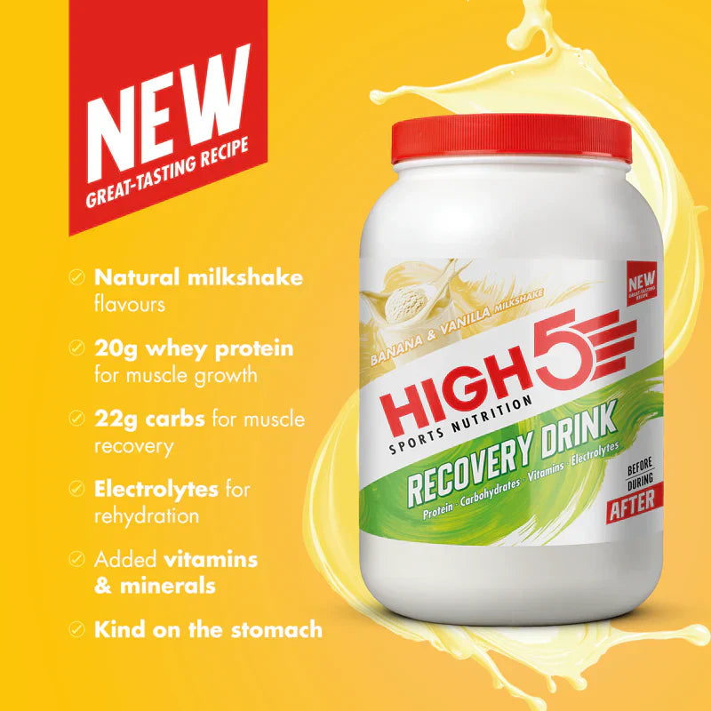 High5 Proteindrik Recovery Banan og Vanille Milkshake 1.6 kg