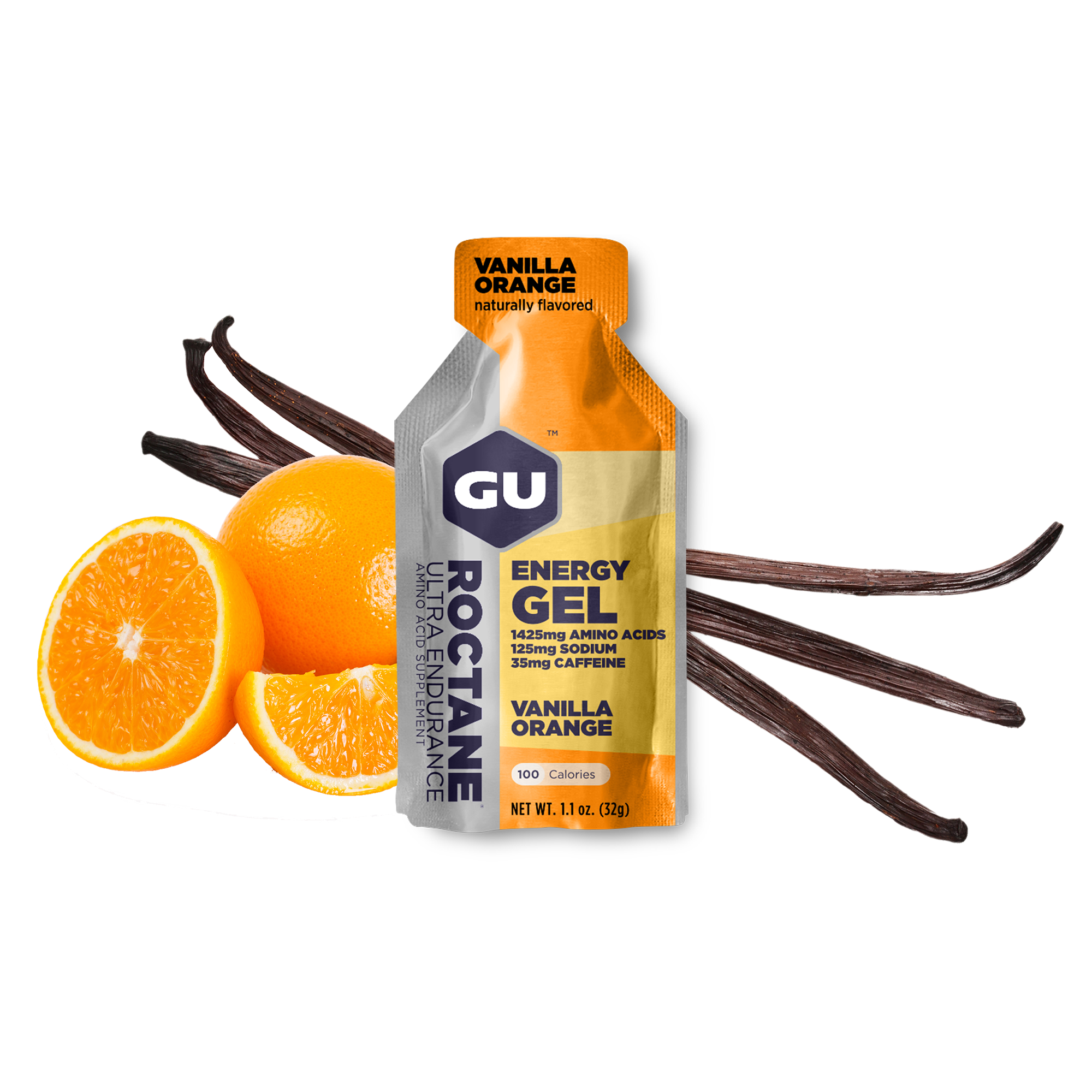 GU Energy Energi gel Roctane Vanilla Orange med Koffein (24 x 32g)