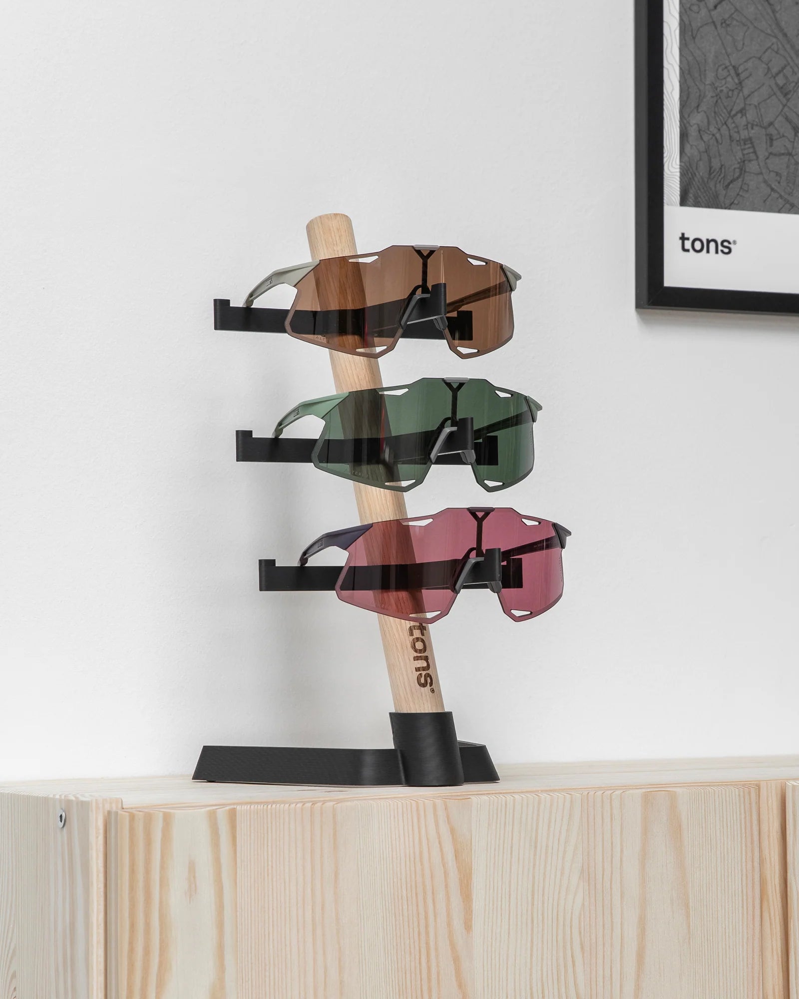 Tons Desk Organiser 3x Glasses Natural Oak