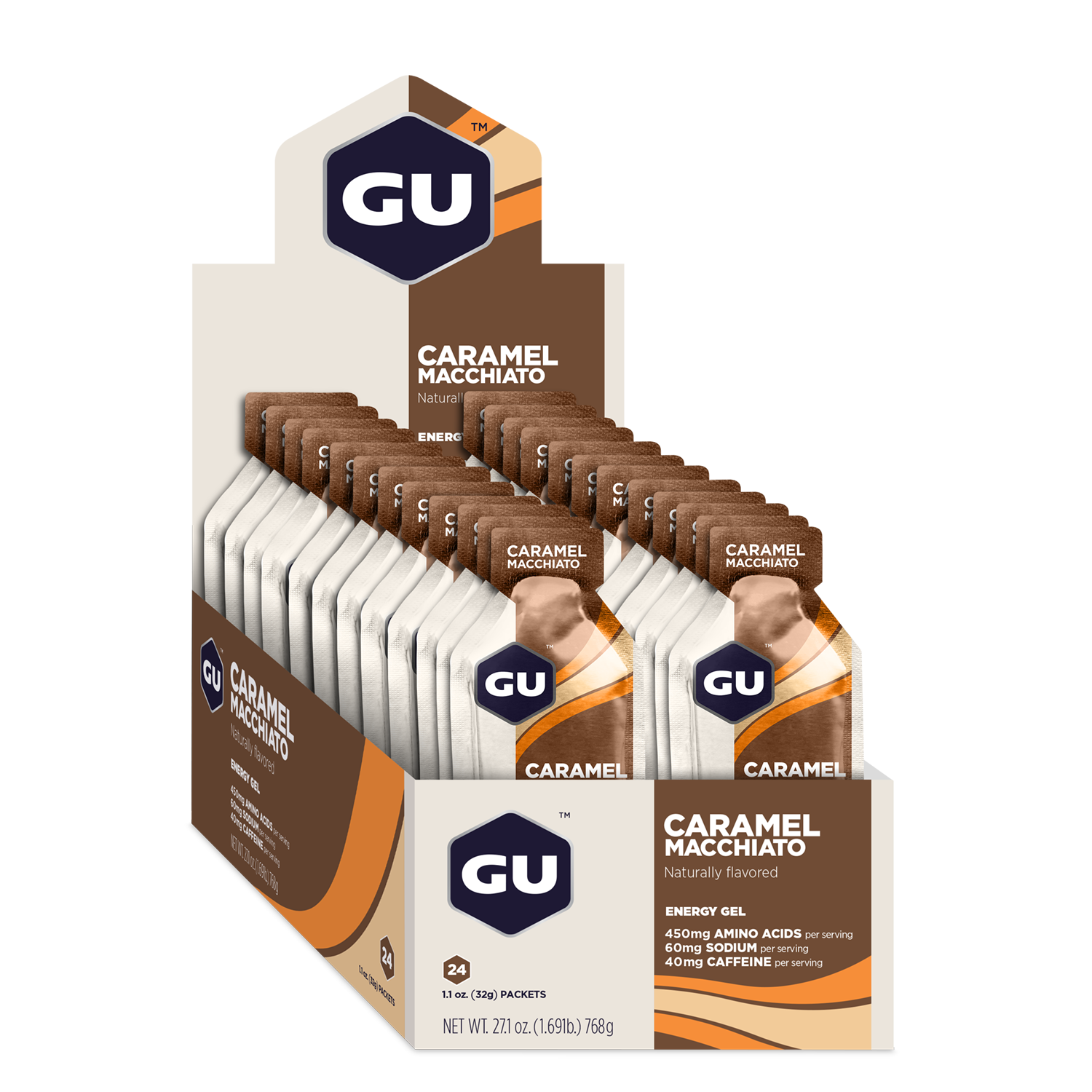 GU Energy Energigel Caramel Macchiato med koffein (24 x 32g)