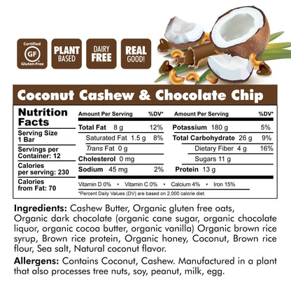 Bonk Breaker Proteinbar Coconut Cashew og Chocolate Chip 60g (12 pack) DATOVARE