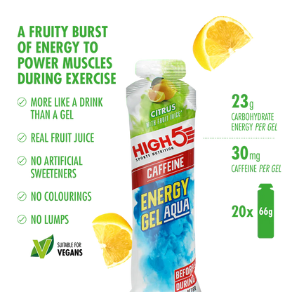 Energigel High5 Energy Gel Aqua Caffeine Citrus 66 g x 20 stk.