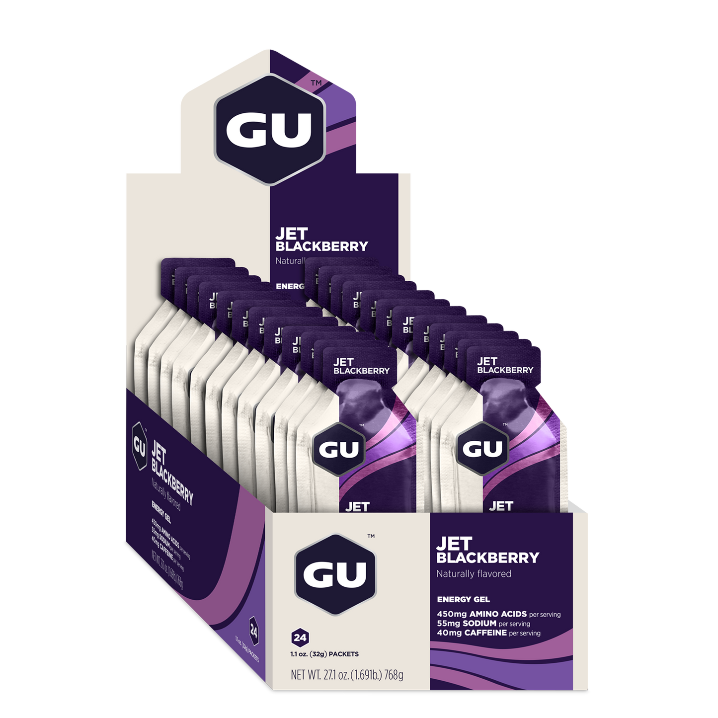GU Energy Labs Energigel Jet Blackberry med koffein 32g (24 pack)