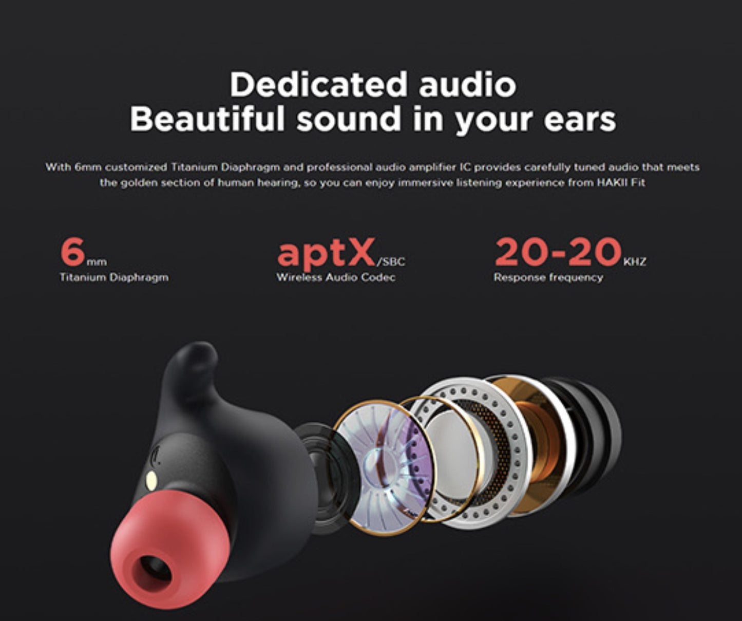 Hakii Fit Headset Bluetooth in-ear høretelefoner 75 g