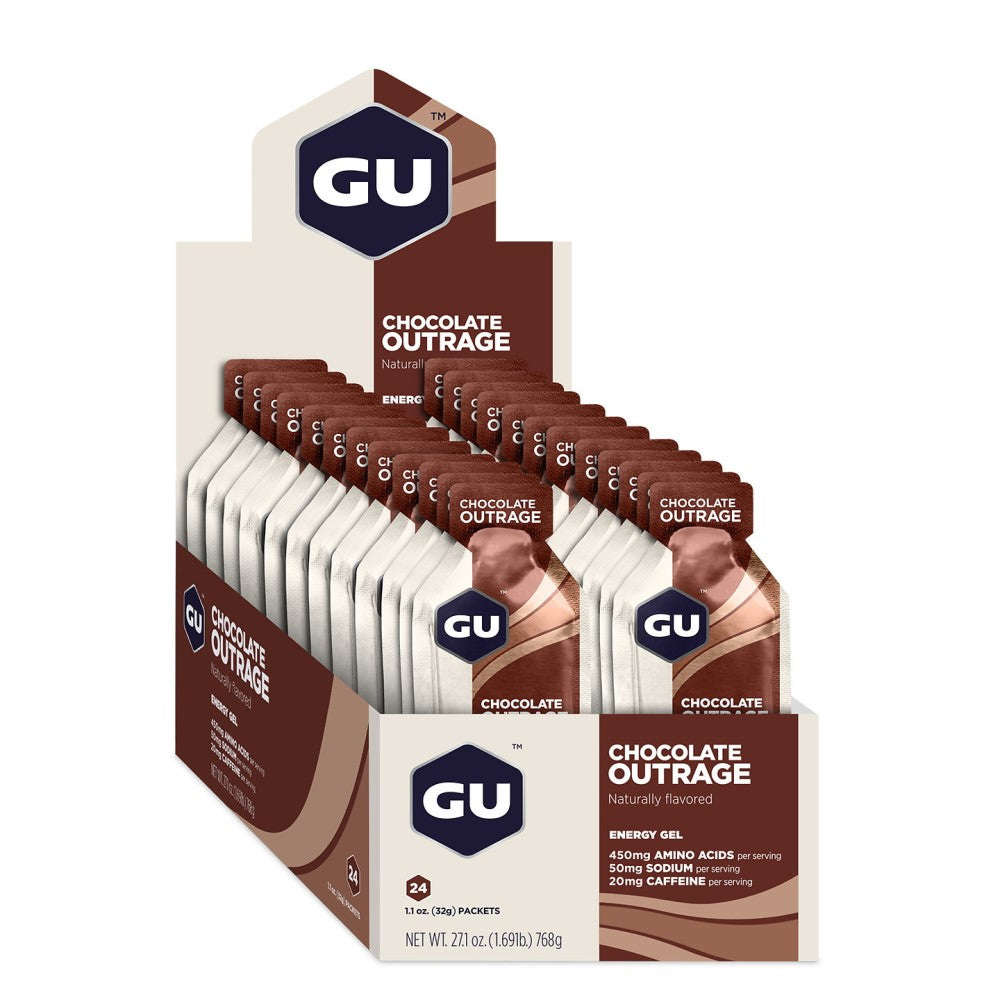 GU Energy Energigel Chocolate Outrage med koffein (24x32g)