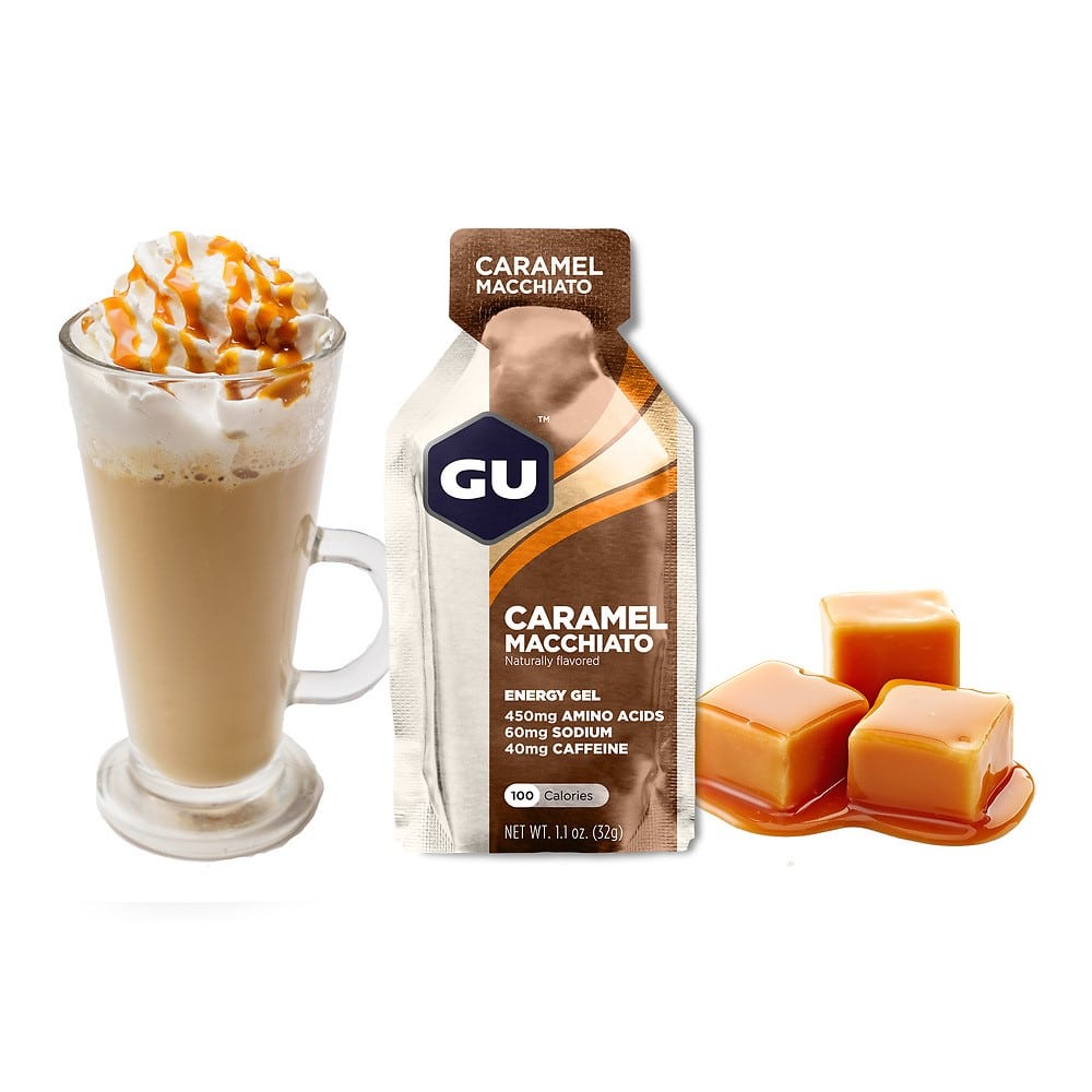 GU Energy Energigel Caramel Macchiato med koffein (24 x 32g)